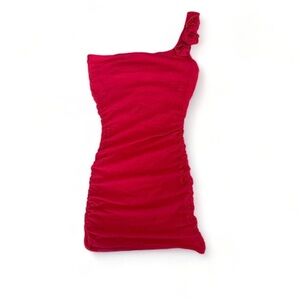 Asymmetrical Ruched Mini Dress